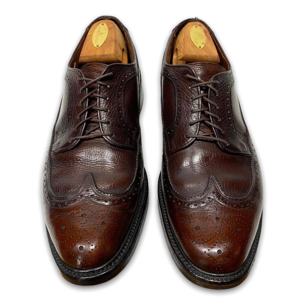 Vintage 70s Mens Towncraft Brown Leather Longwing Oxfords Size 10 D V-Cleat - Picture 3 of 13
